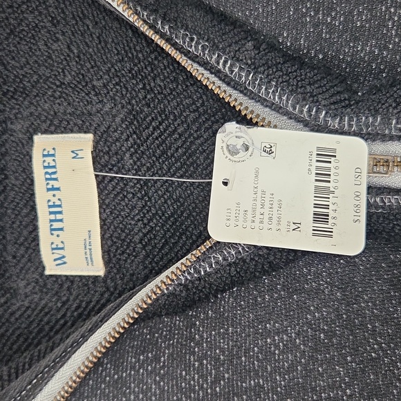 Free People We The Free Long Line Cardi Washed Black Combo - Picture 7 of 13